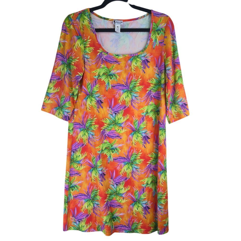 Mare Blu Saint Tropez Womens Dress Swim Coverup‎ Medium Tropical Floral Resort